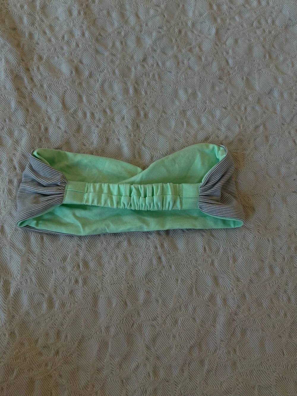 lululemon athletica Mint Green and Gray Striped Twist Headband